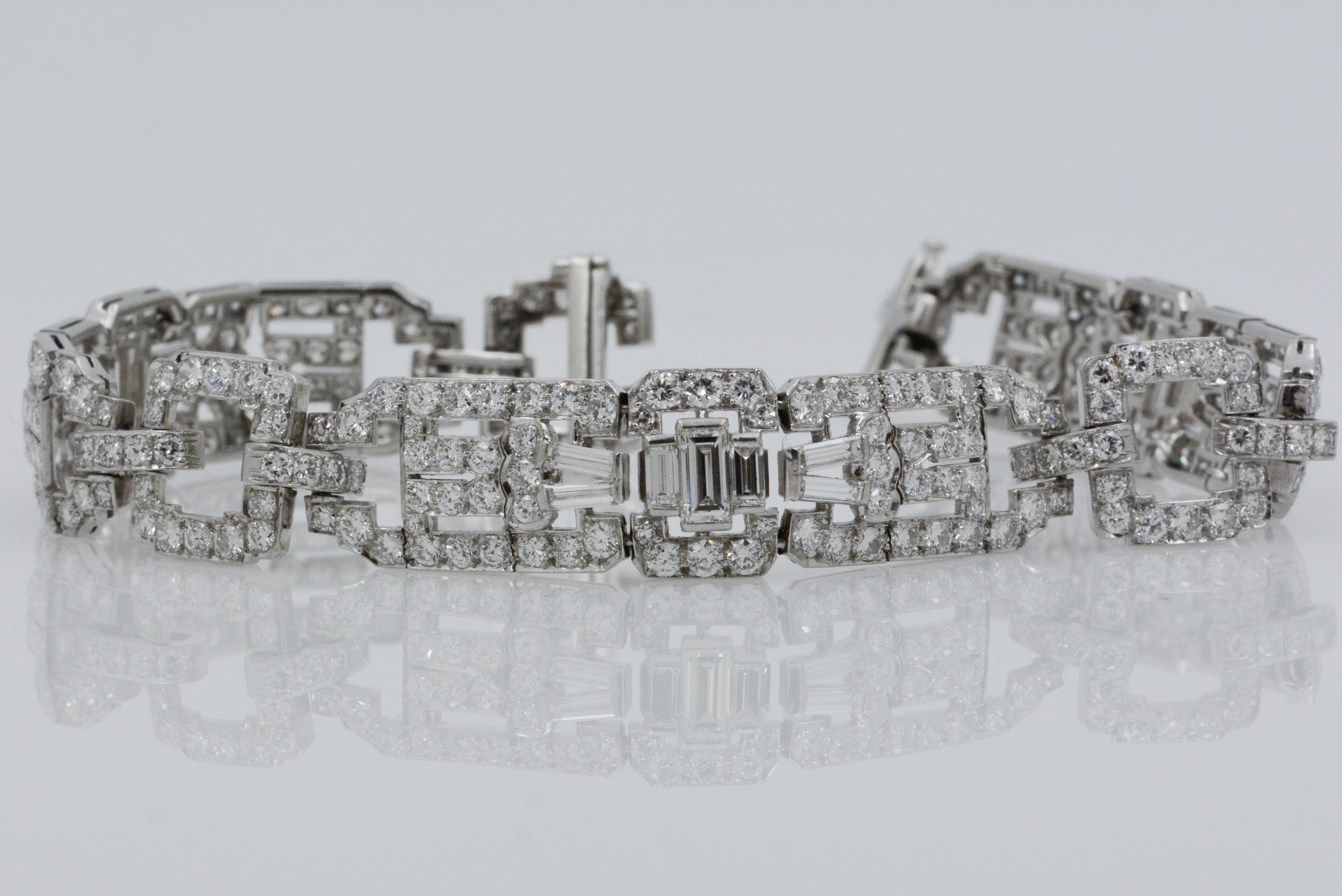 9.36 Carat Diamond Art Deco Platinum Bracelet 2