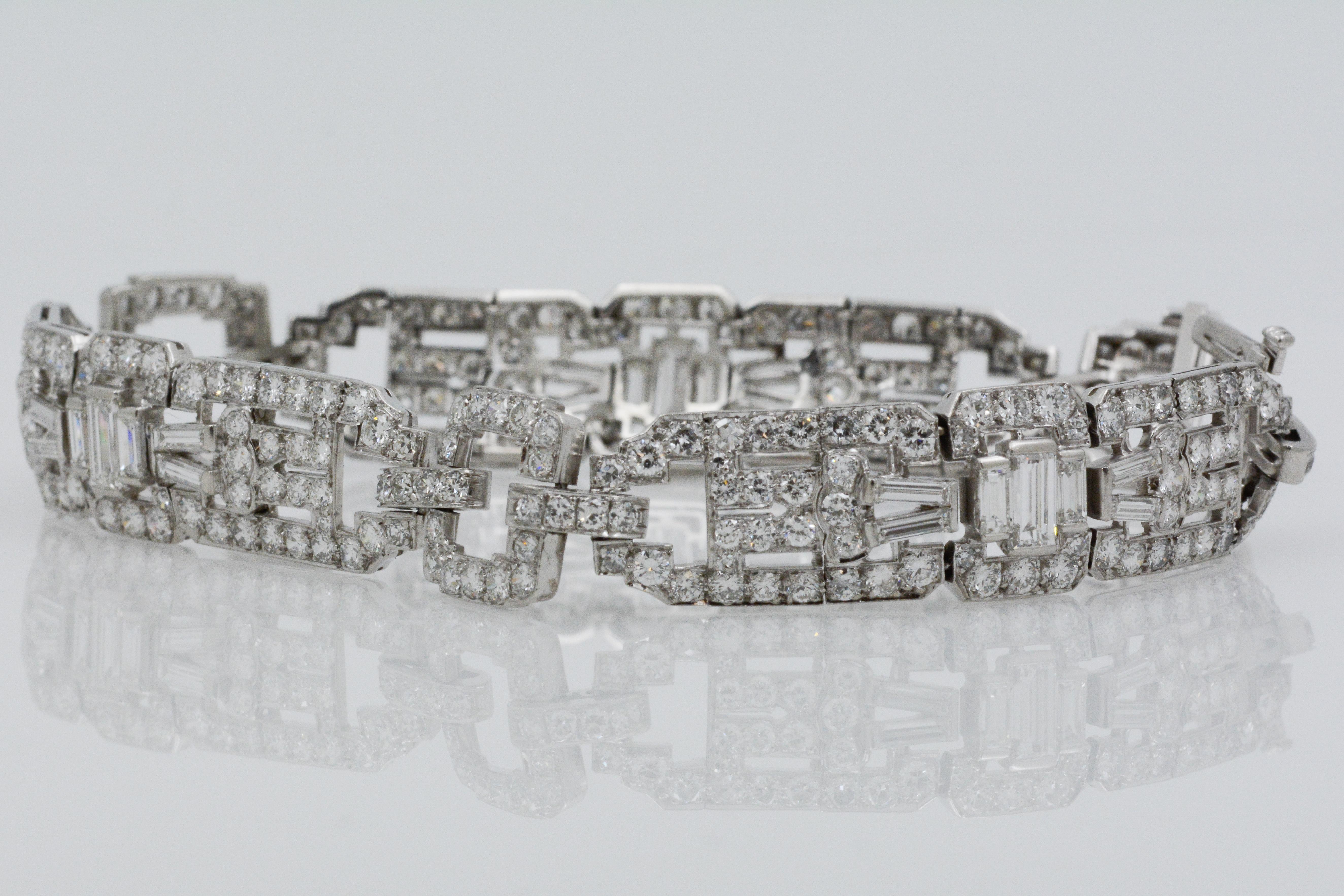 9.36 Carat Diamond Art Deco Platinum Bracelet 3