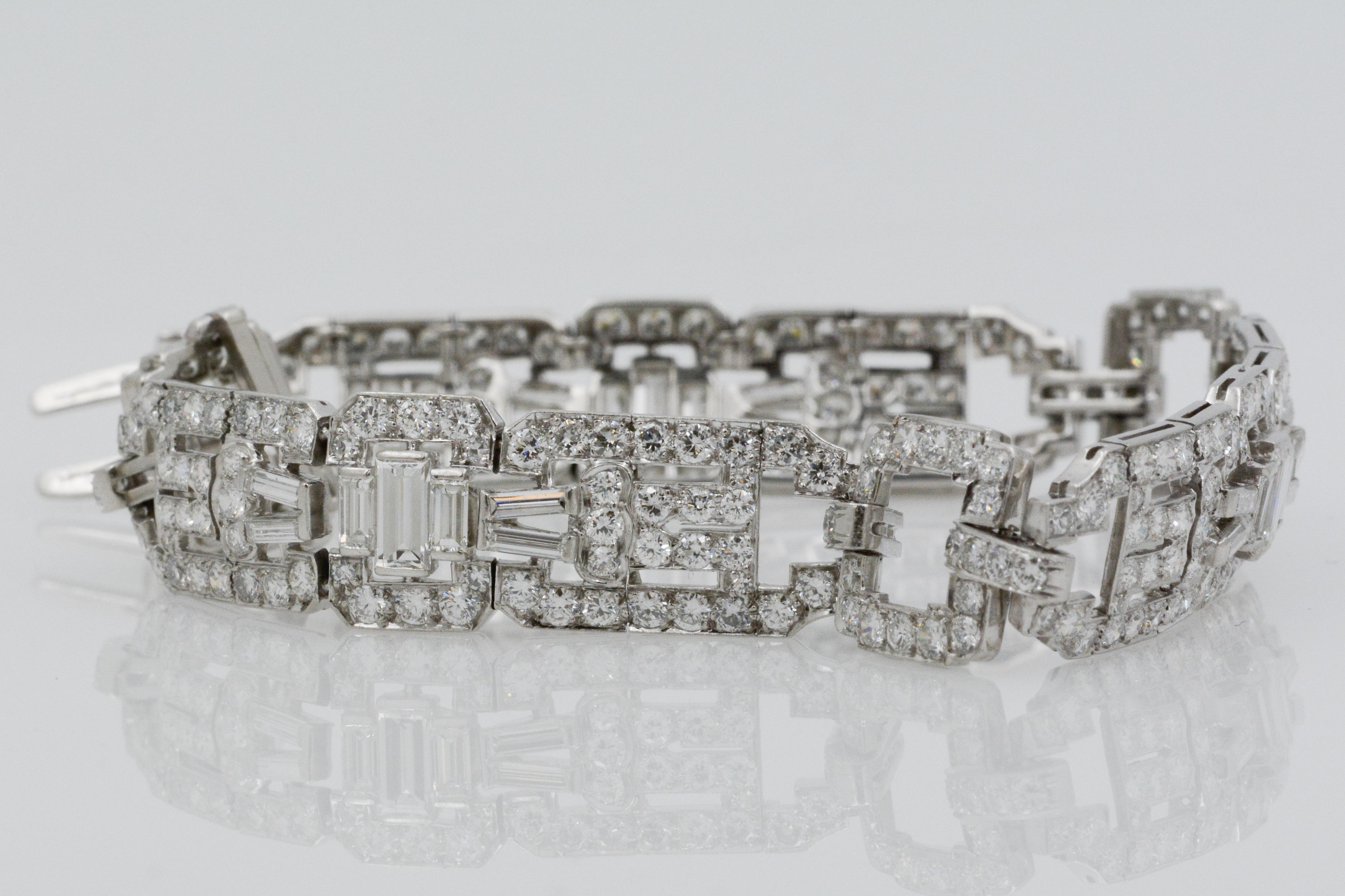 9.36 Carat Diamond Art Deco Platinum Bracelet 4