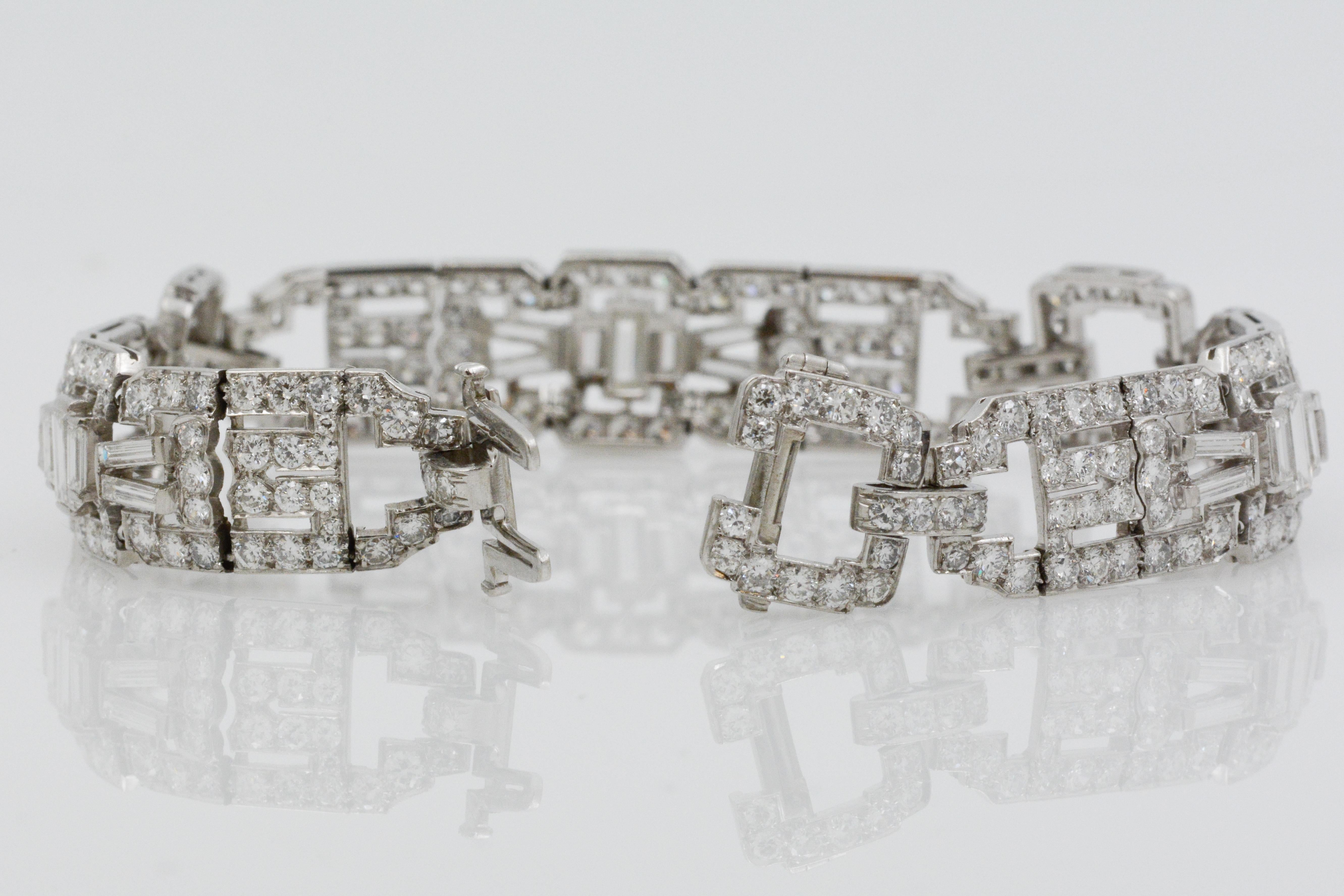 9.36 Carat Diamond Art Deco Platinum Bracelet 5