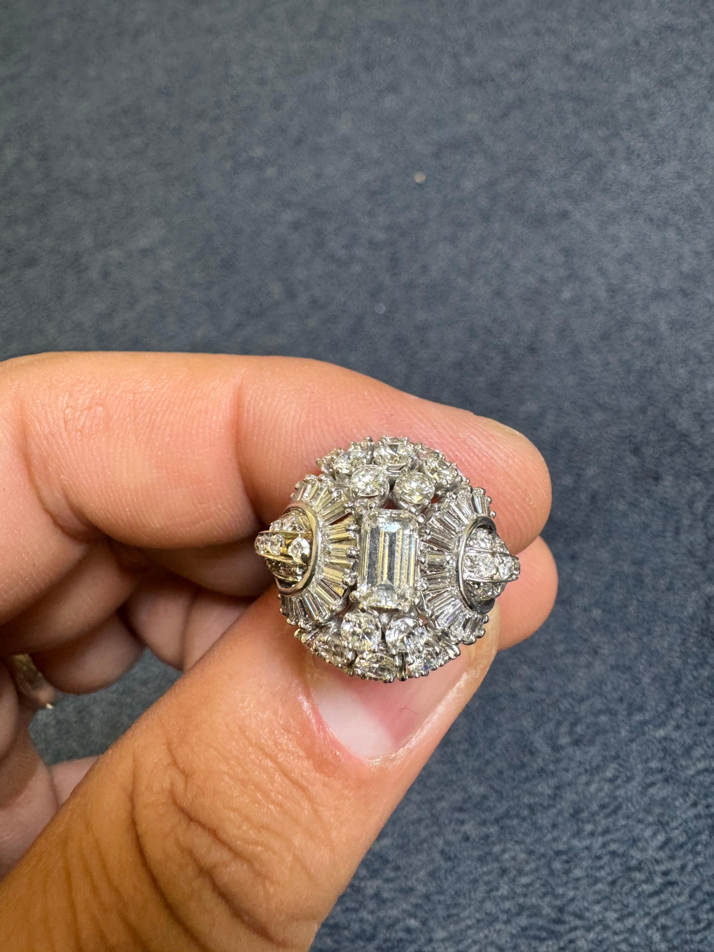 Anello da cocktail in platino e diamanti Art Deco in vendita 11
