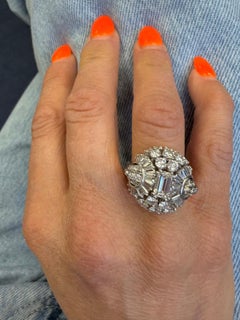 Art Deco Platinum and Diamond Cocktail Ring