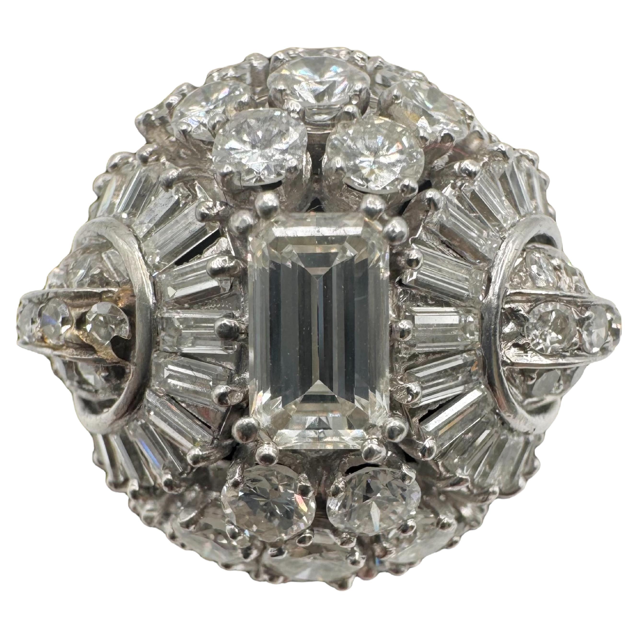 Art Deco Platinum and Diamond Cocktail Ring