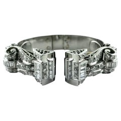 Vintage Art Deco Platinum and Diamond Cuff