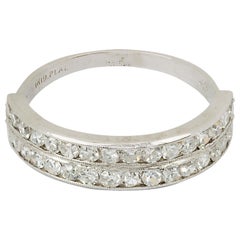 Art Deco Platinum and Diamond Double Row Ring