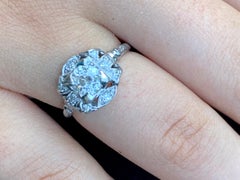 Fine Art Deco Period .95TCW Diamond Platinum Ring