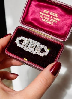 Art Deco Platinum Diamond Brooch, 1.50 Carats, Circa 1925 in Original Box