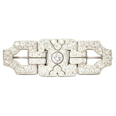 Art Deco Platinum Diamond Brooch, 1.50 Carats, Circa 1925 in Original Box