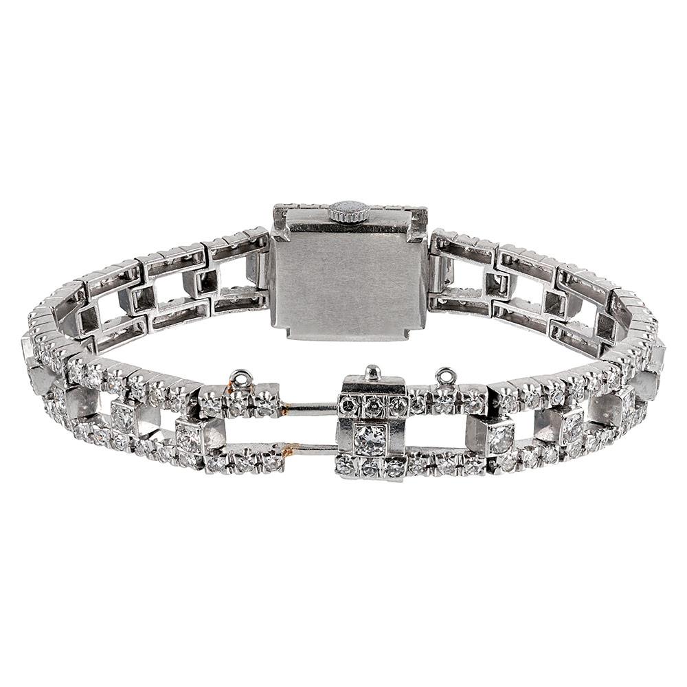Women's Art Deco Platinum and Diamond Lady’s Wristwatch, Signed “Hamilton”