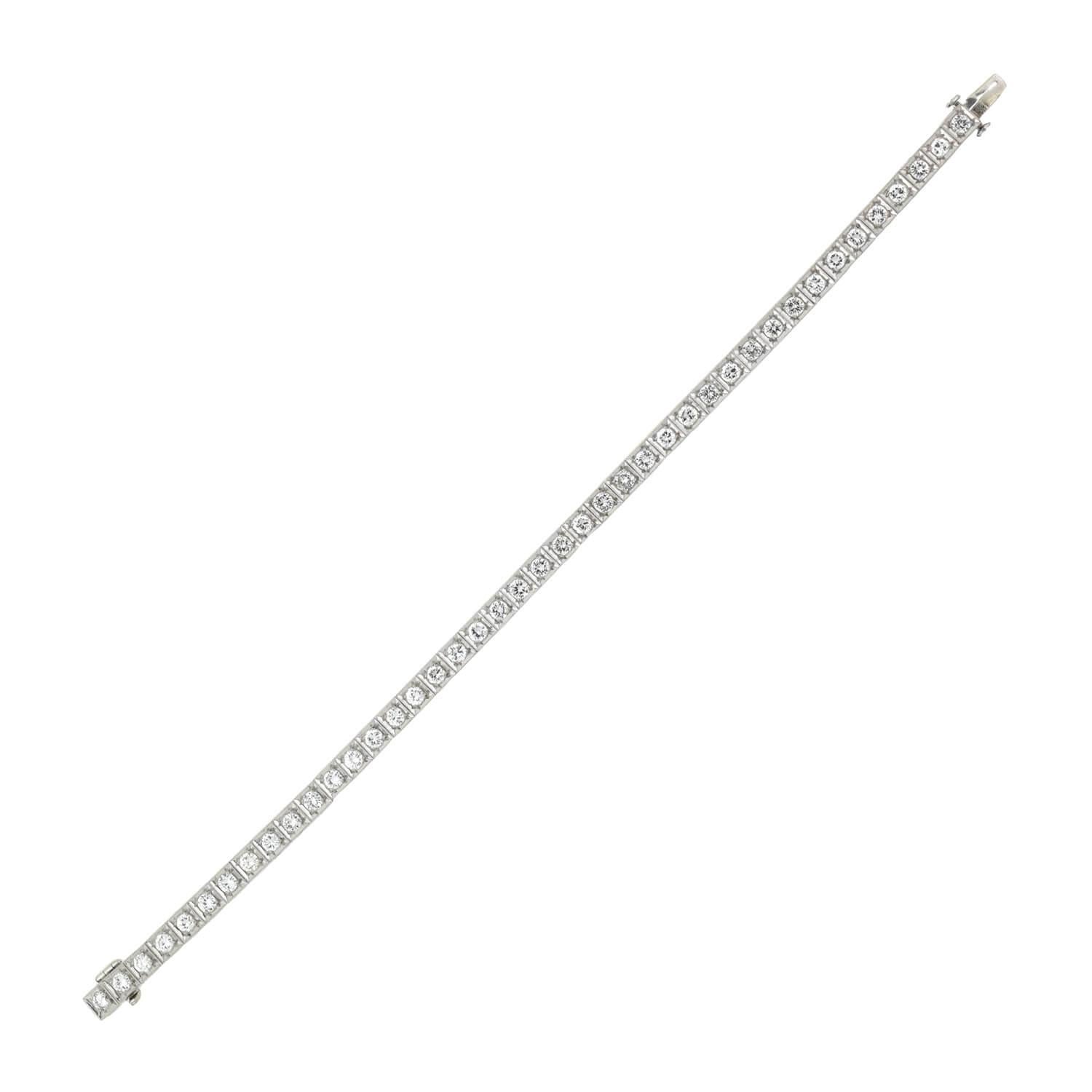 Art Deco Platin und Diamant Line Armband 4ctw (Alteuropäischer Schliff) im Angebot