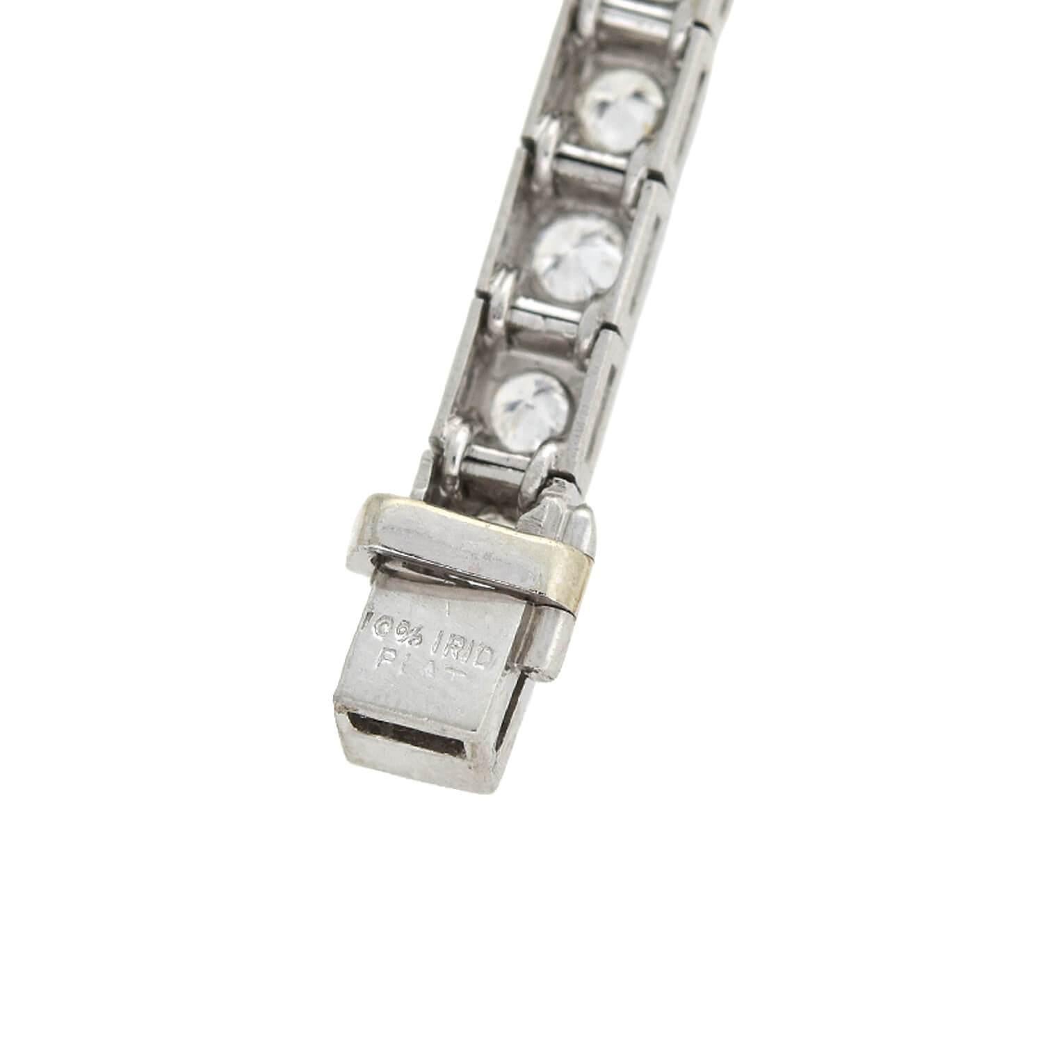 Art Deco Platinum and Diamond Line Bracelet 4ctw For Sale 1