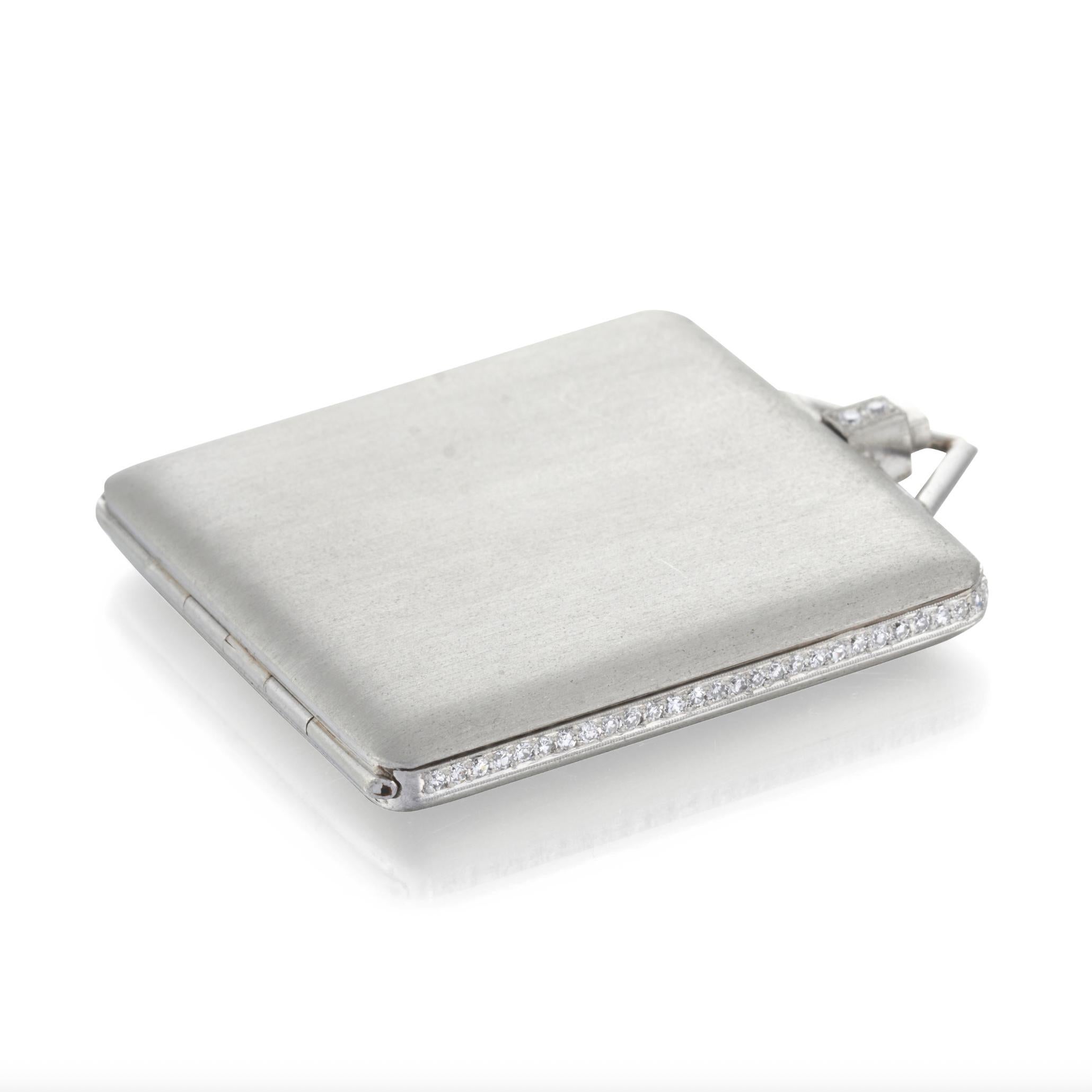 Art Deco Platinum And Diamond Locket

The square locket with single-cut diamond border, weight 40.4 grams, length 2 1/16 in.

In very good condition