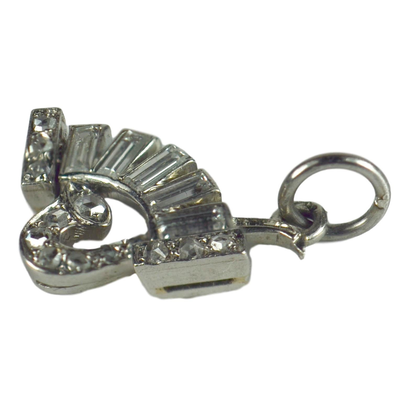 Baguette Cut Art Deco Platinum and Diamond Music Charm