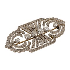 Art Deco Platinum and Diamond Pin Brooch