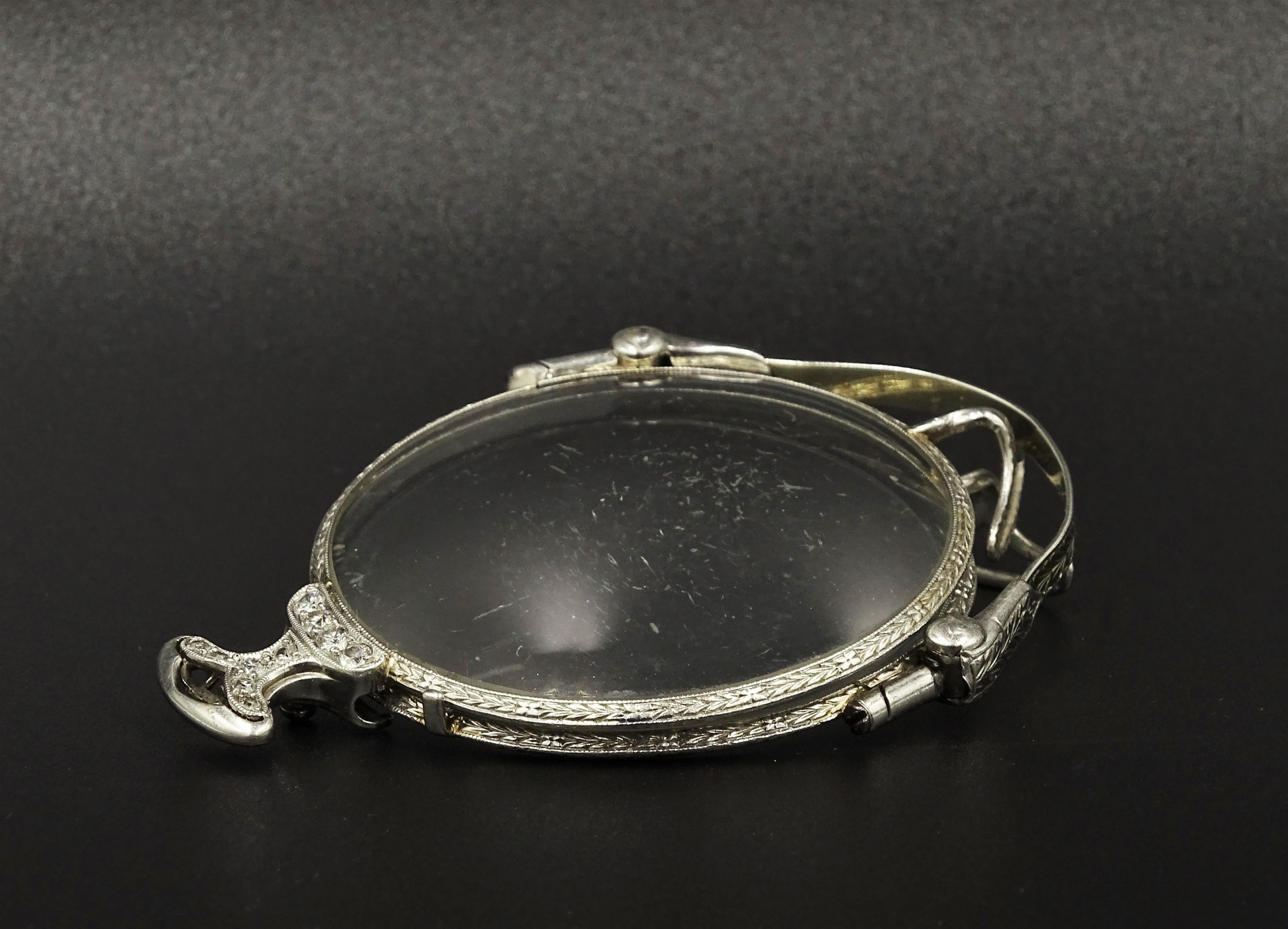 Art Deco 1920 Platin und Diamant 0,22 Karat Abnehmbare 1,75 Zoll Spectacles im Zustand „Gut“ in New York, NY