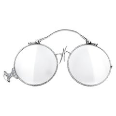 Art Deco 1920 Platin und Diamant 0,22 Karat Abnehmbare 1,75 Zoll Spectacles