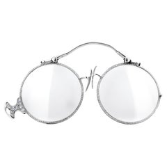 Art Deco 1920 Platinum and Diamond 0.22 Carat Retractable 1.75 Inch Spectacles 