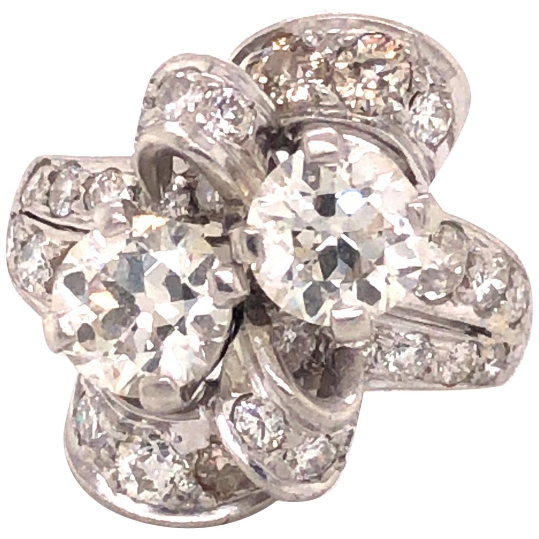 Art Deco Style Platinum and Diamond Ring 1.90 Carat