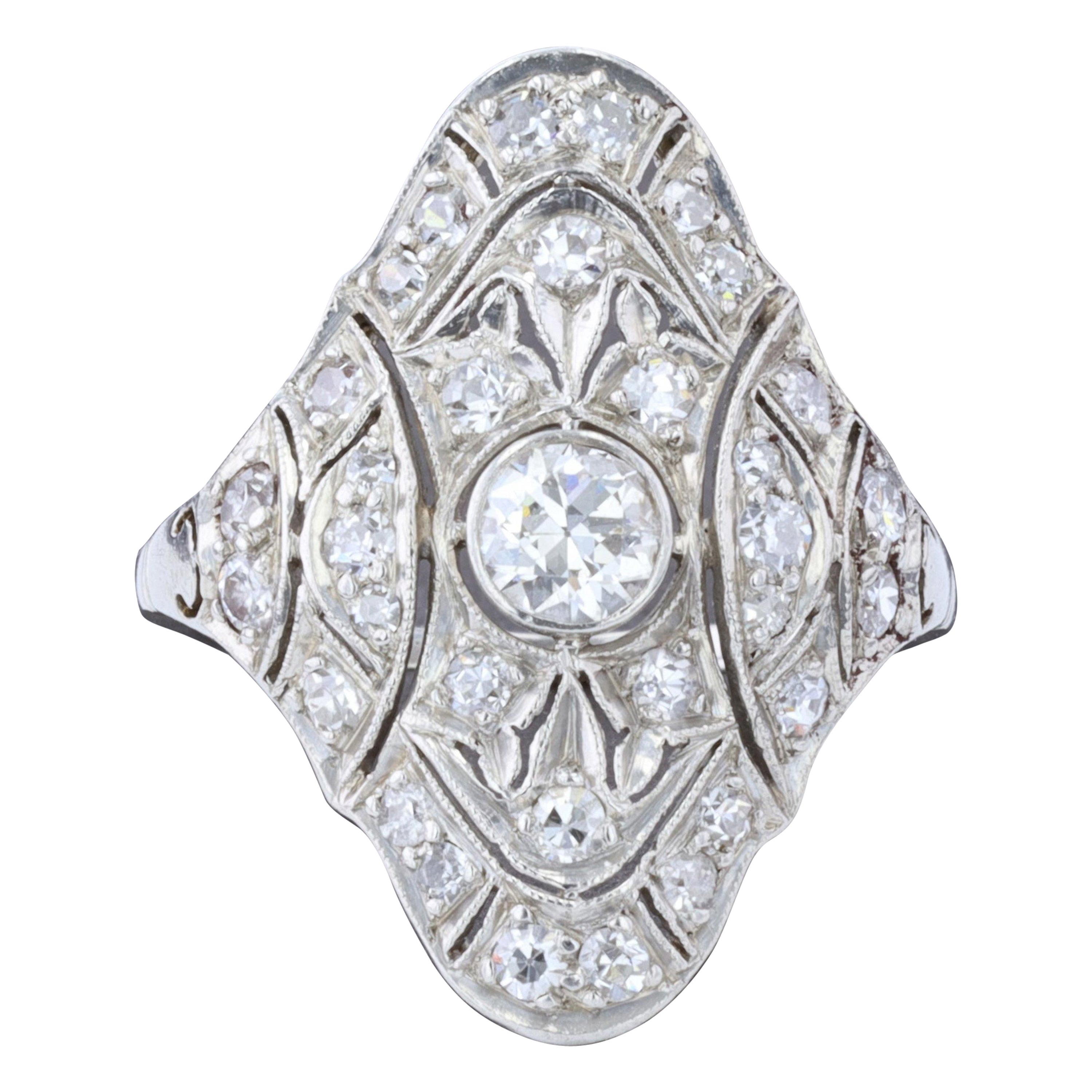 Art Deco Platin- und Diamantring