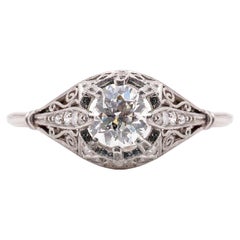 Art Deco Platinum and Diamond Ring With Exquisite Filigree Detailing