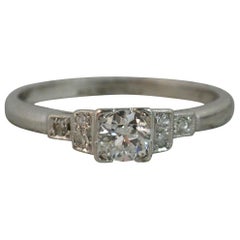 Art Deco Platinum and Diamond Solitaire Engagement Ring