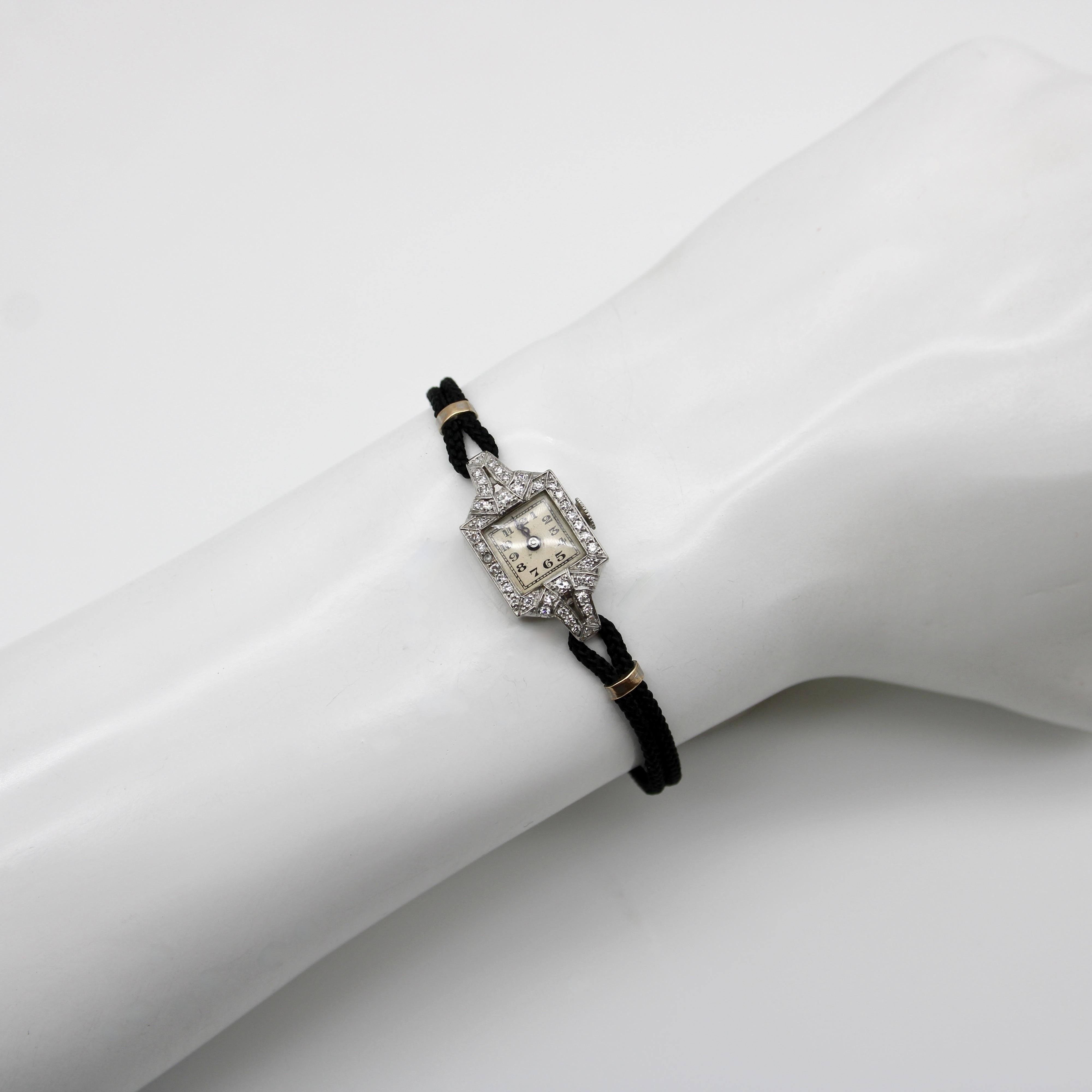 Montre-bracelet Art déco en platine et diamants par Concord en vente 6