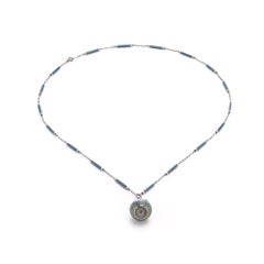 Art Deco Platinum and Enamel Pendant Watch Necklace
