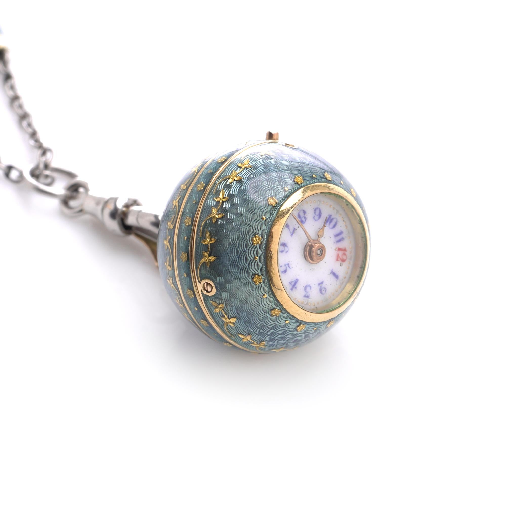 Collana orologio con ciondolo in platino e smalto Art Deco in vendita 2