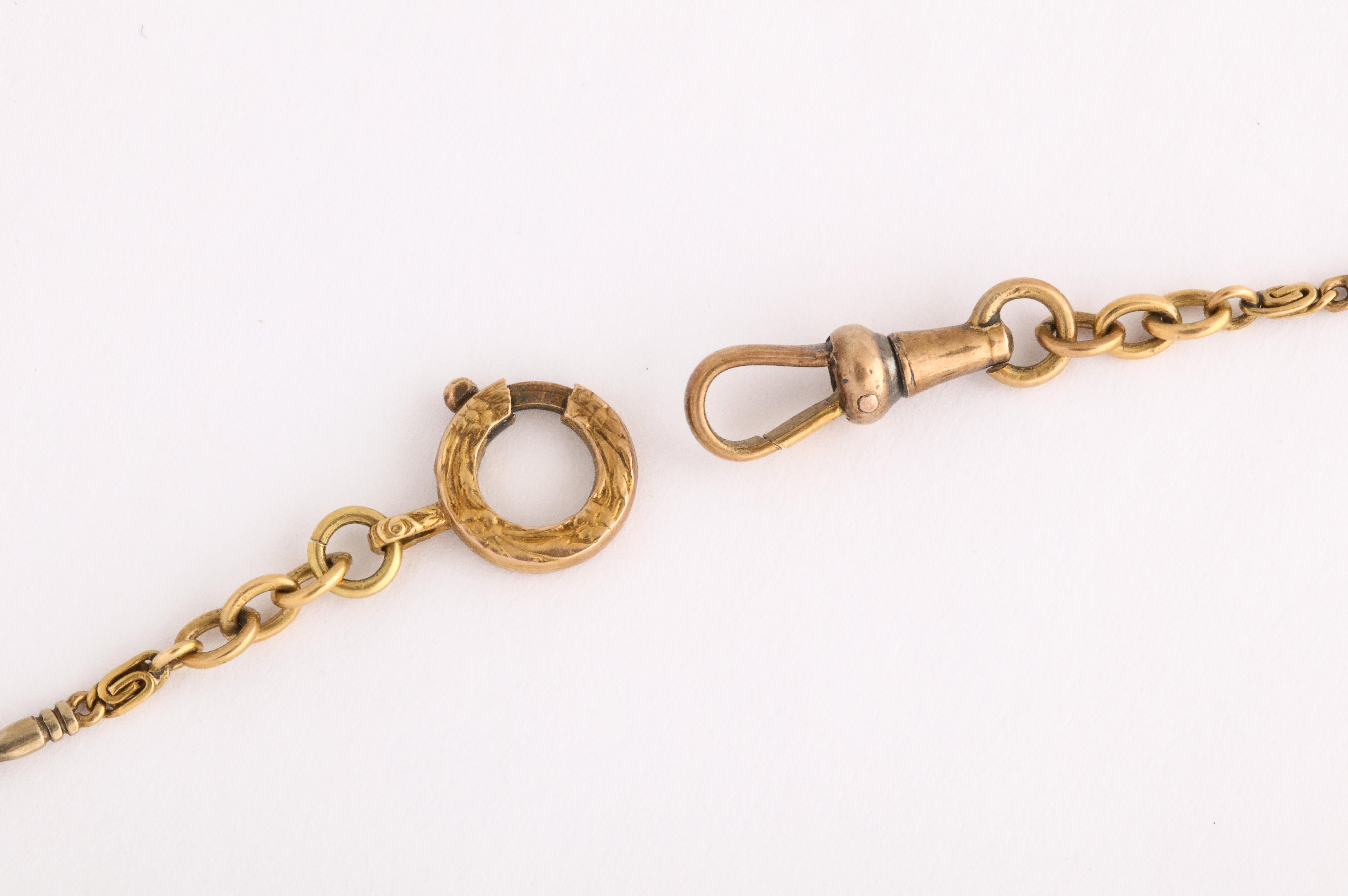 Women's or Men's Art Deco Platinum and Gold Watch Chain c.1920s For Sale