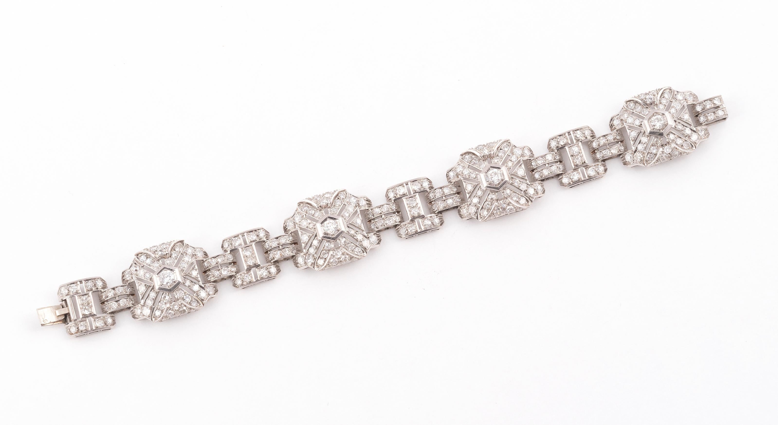 Women's or Men's An Art Deco Diamond Bracelet Circa 1930 Of Geometric Design For Sale