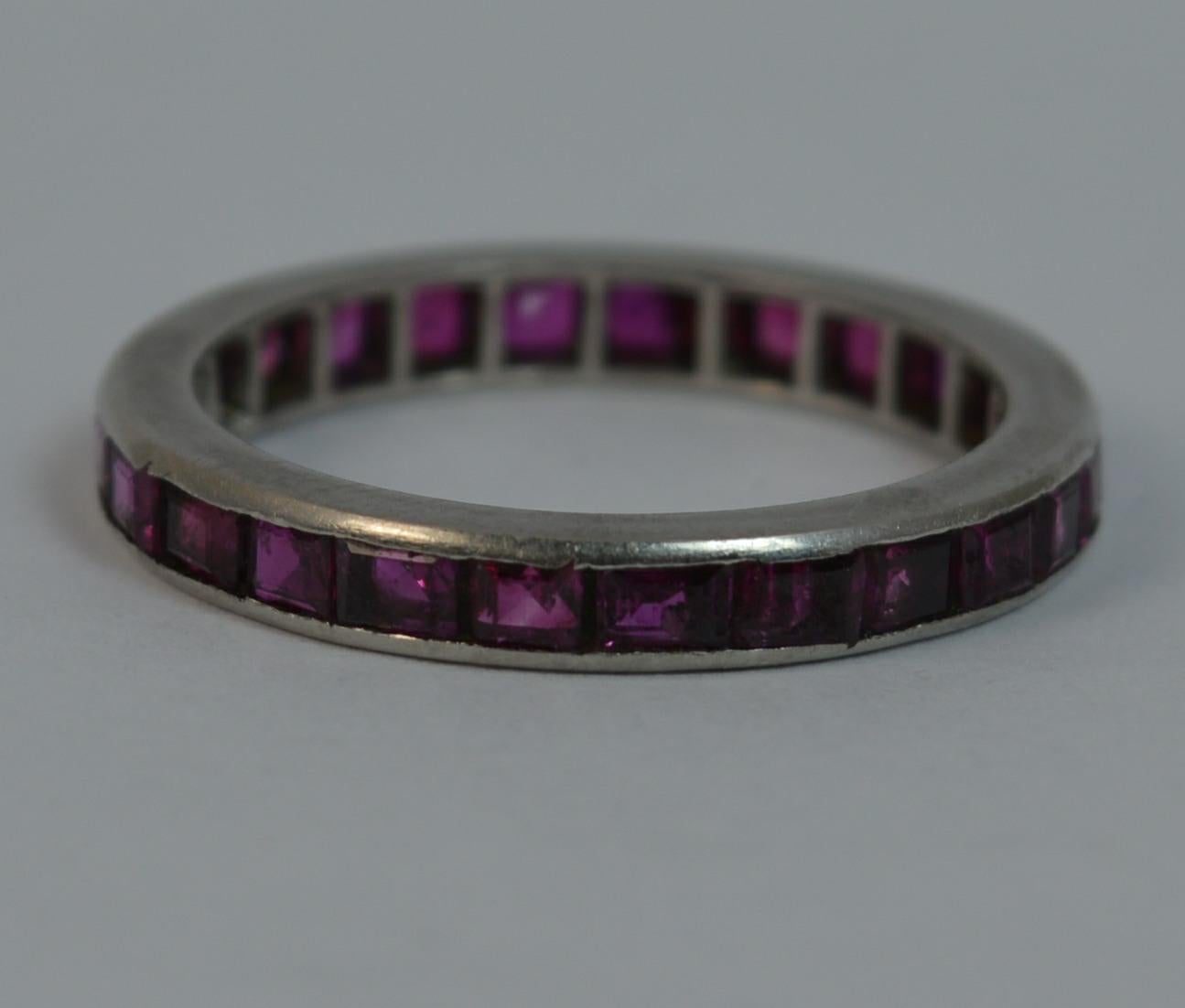 Art Deco Platinum and Ruby Full Eternity Band or Stack Ring 4