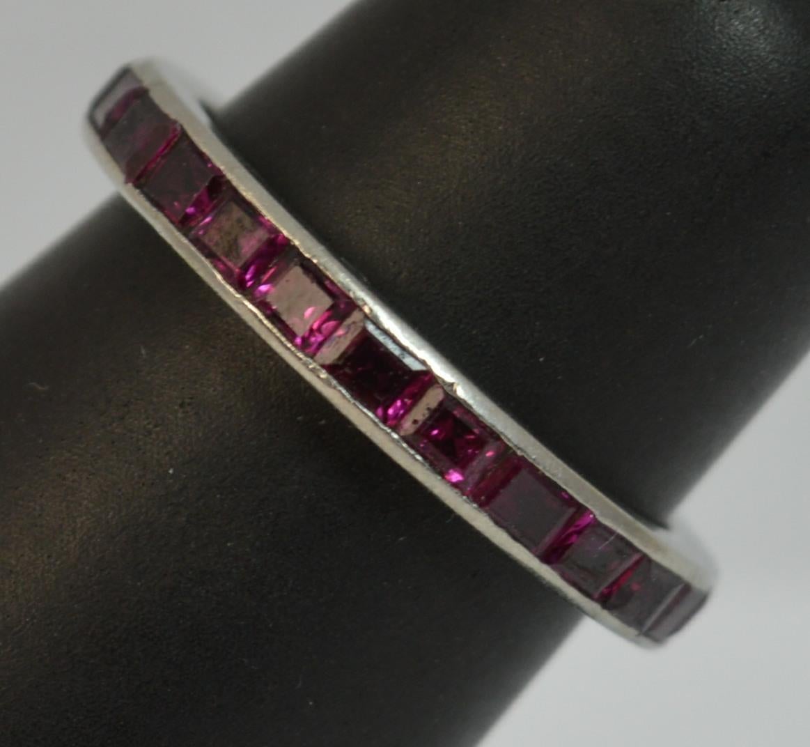 Edwardian Art Deco Platinum and Ruby Full Eternity Band or Stack Ring