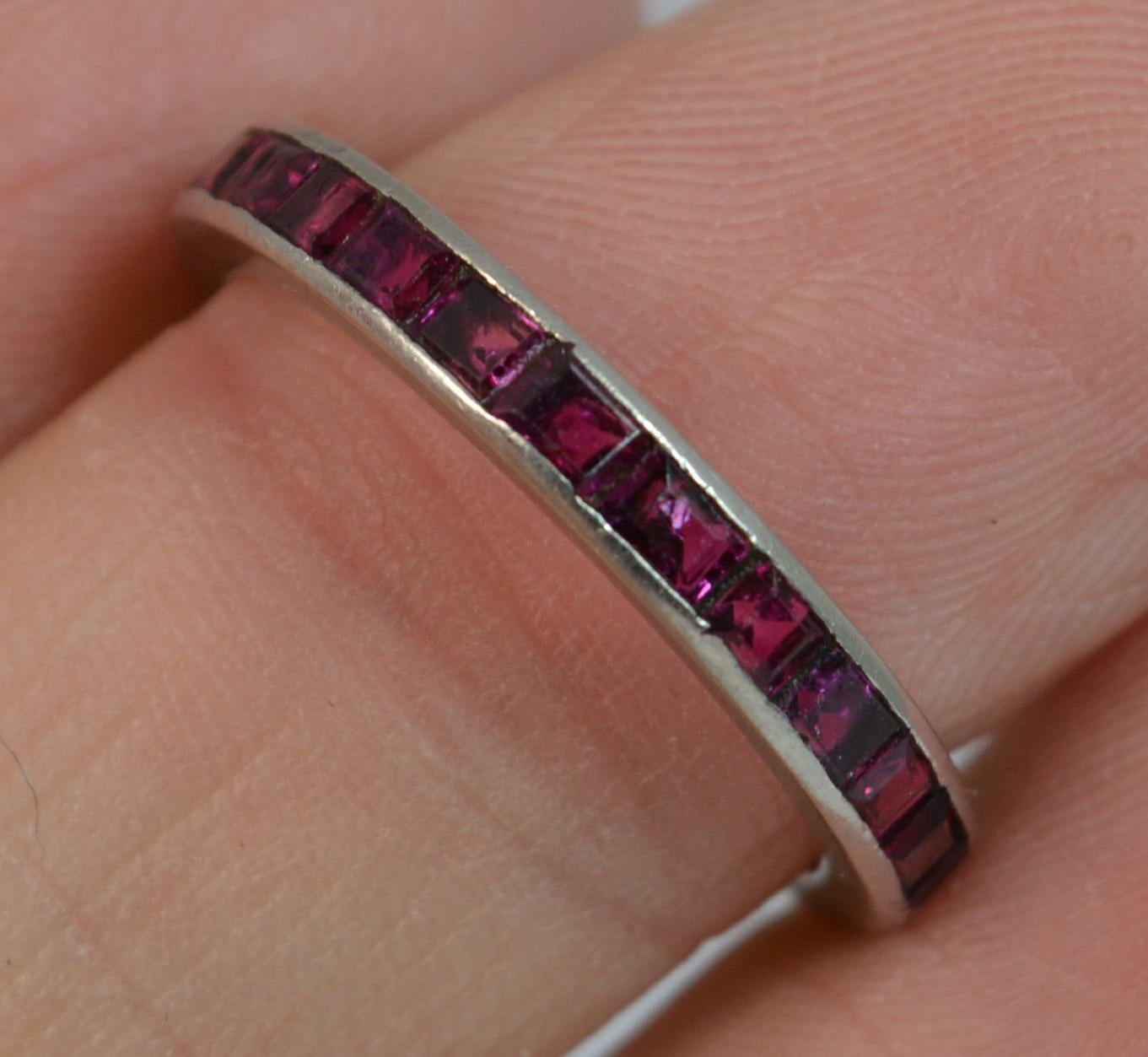 Women's Art Deco Platinum and Ruby Full Eternity Band or Stack Ring