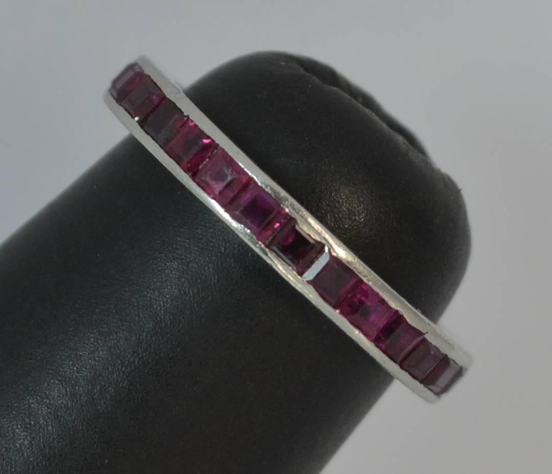 Art Deco Platinum and Ruby Full Eternity Band Stack Ring 5