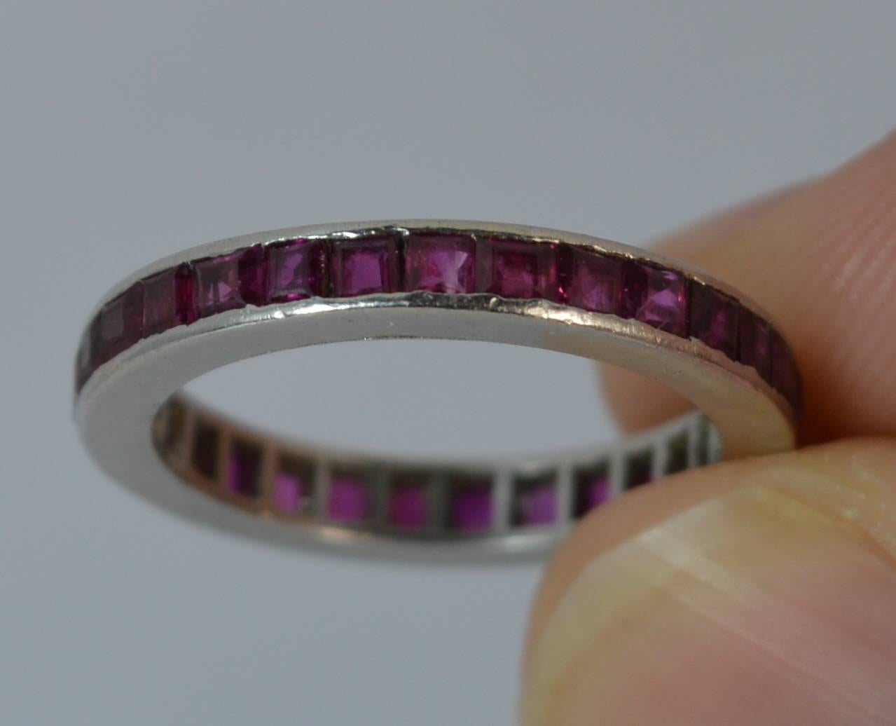 Art Deco Platinum and Ruby Full Eternity Band Stack Ring In Good Condition In St Helens, GB