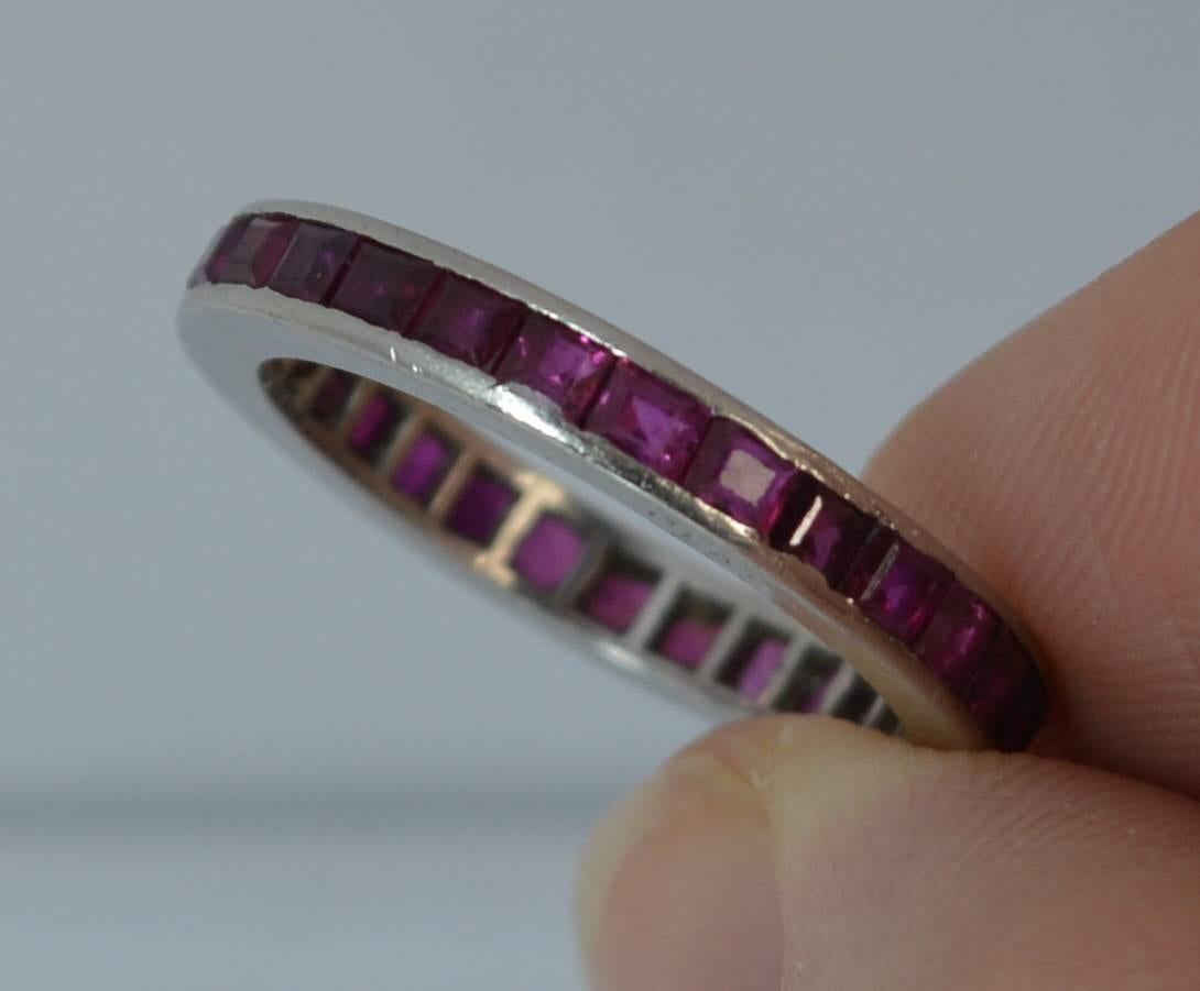 Art Deco Platinum and Ruby Full Eternity Band Stack Ring 1