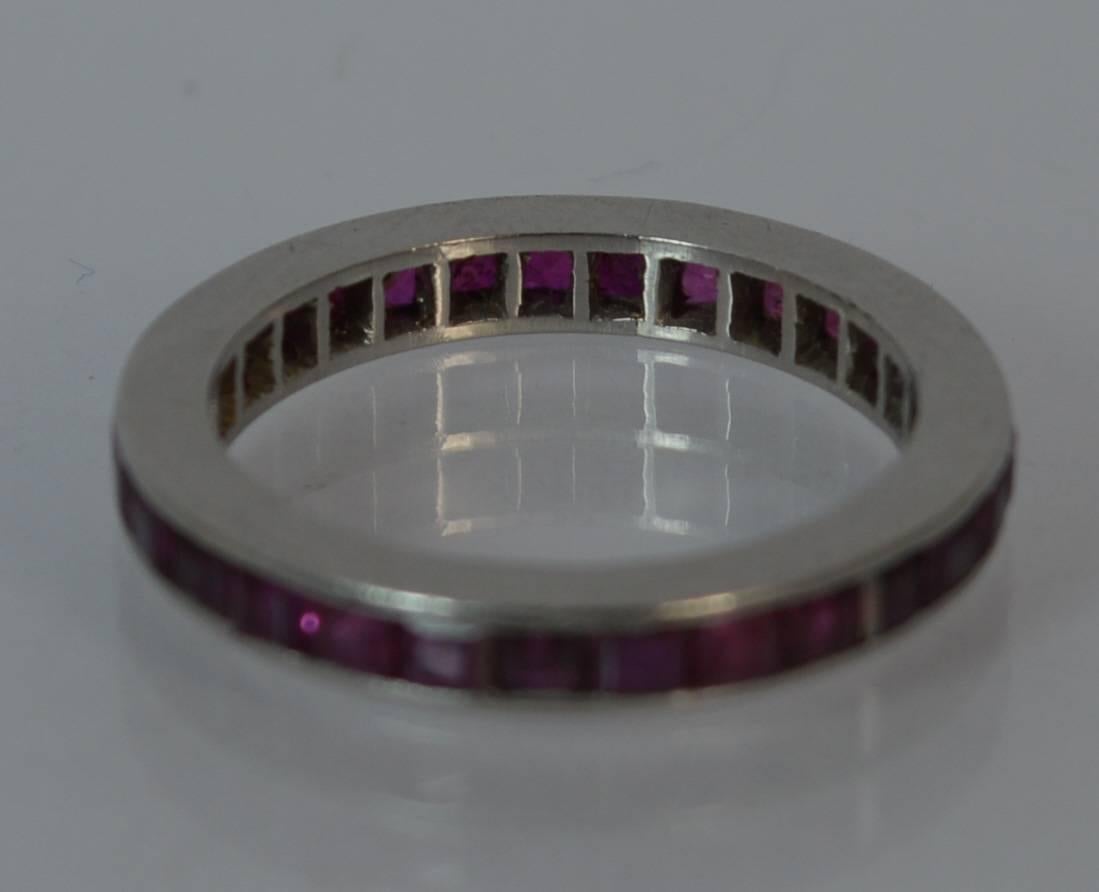 Art Deco Platinum and Ruby Full Eternity Band Stack Ring 2