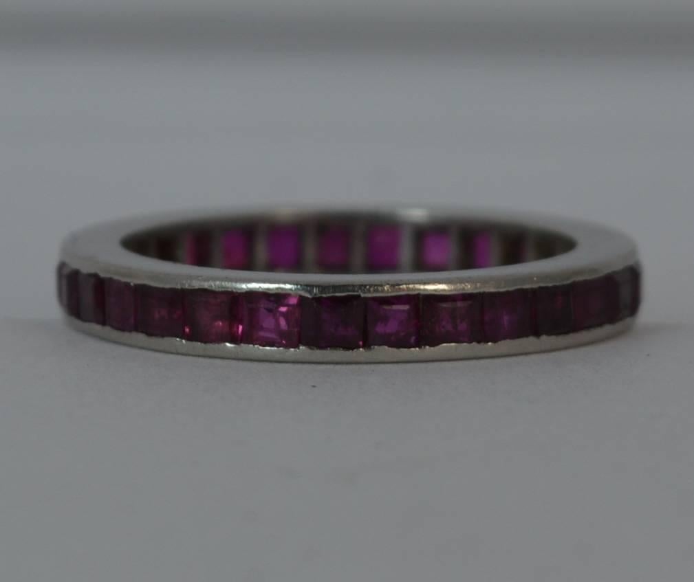 Art Deco Platinum and Ruby Full Eternity Band Stack Ring 3