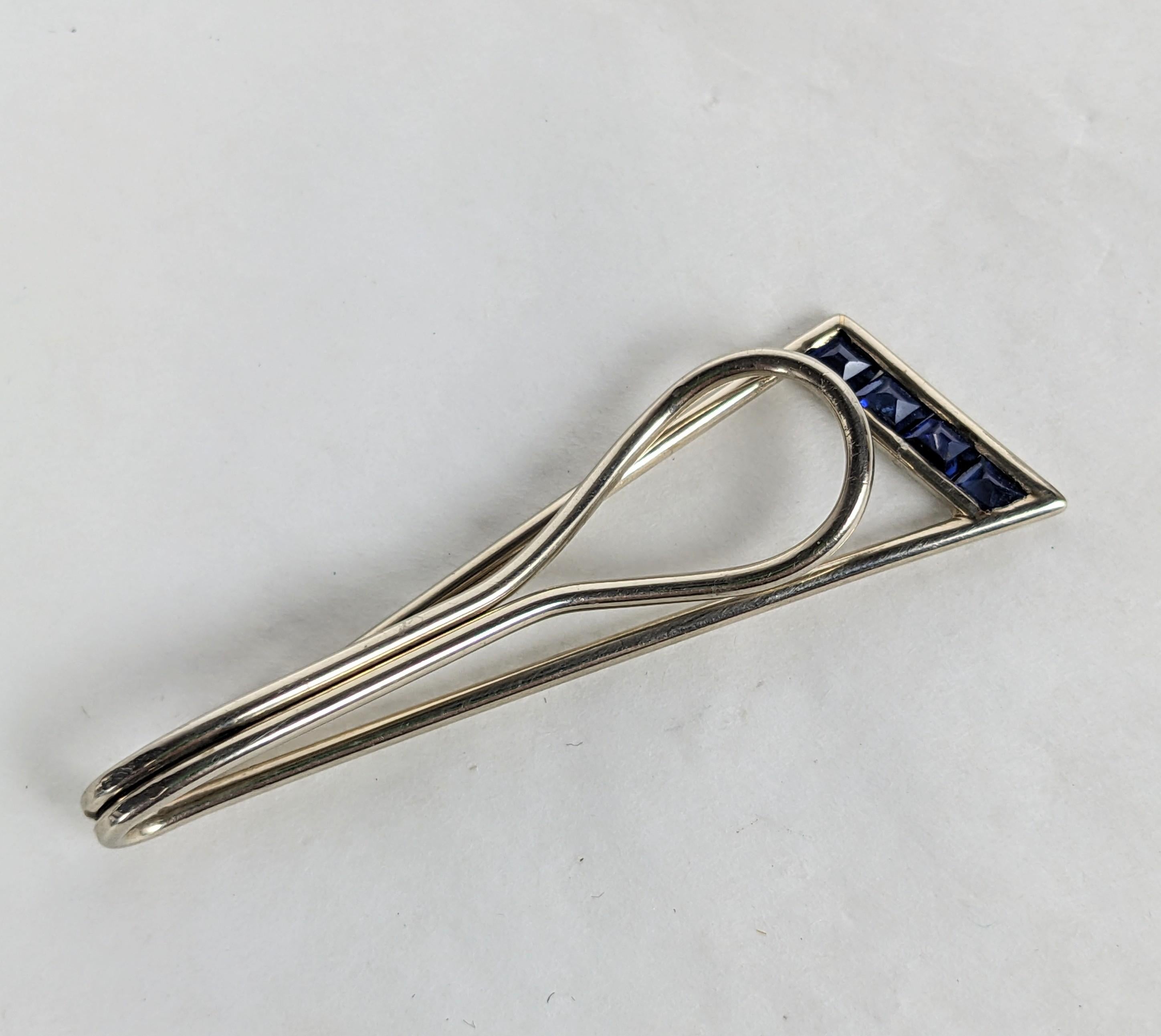 Women's or Men's Art Deco Platinum and Sapphire Tie Bar For Sale