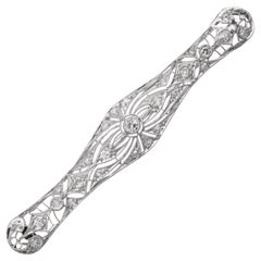 Art Deco Platinum and White Gold Diamond Bar Brooch