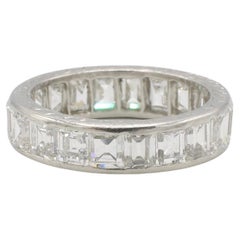 Art Deco Platinum Antique Carré Square Cut Natural Diamond Eternity Band  Ring