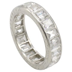 Art Deco Platin Antik Carré Quadratischer Schliff Natürlicher Diamant Eternity Band  Ring 