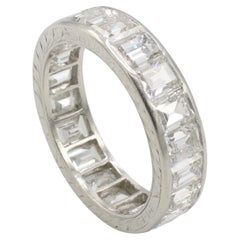 Art Deco Platinum Antique Carré Square Cut Natural Diamond Eternity Band Ring