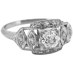 Art Deco Platinum Antique Engagement Ring .40 Carat Diamond