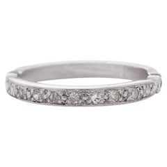 Art Deco Platinum Band with 11 Single Cut Diamonds Along the Top Stackable Band