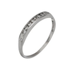 Art Deco Platinum Band with 7 Diamonds, Circa 1930, Size 6.75
