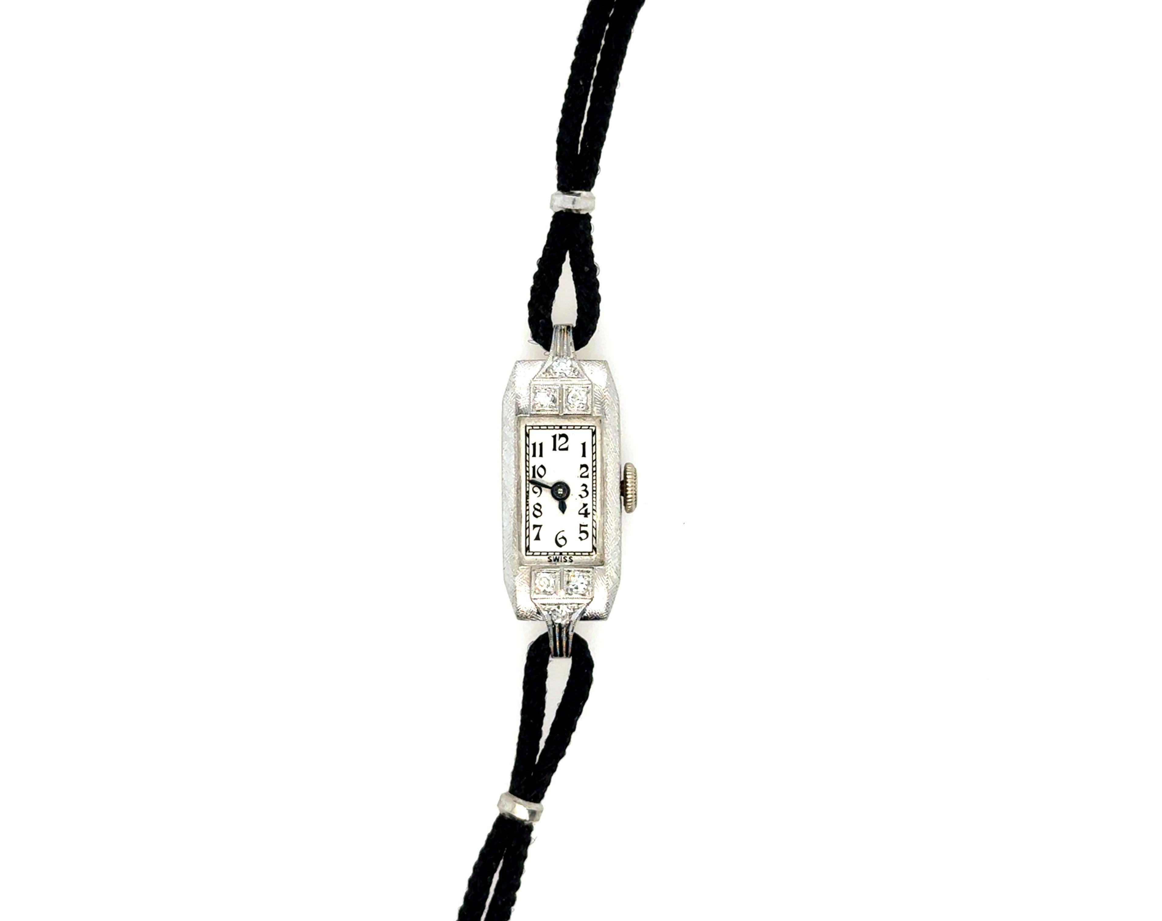 Genuine Original Art Deco Antique from 1930's Benrus Platinum Ladies Platinum Watch Diamond


Platinum Case Offers Lasting Value, While the Mined Diamonds Deliver a Level of Sparkle and Sophistication that Stands the Test of Time

Runs Smoothly and