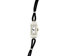 Orologio da polso da donna Benrus in platino Art Deco Diamonds Mine originale degli anni '30