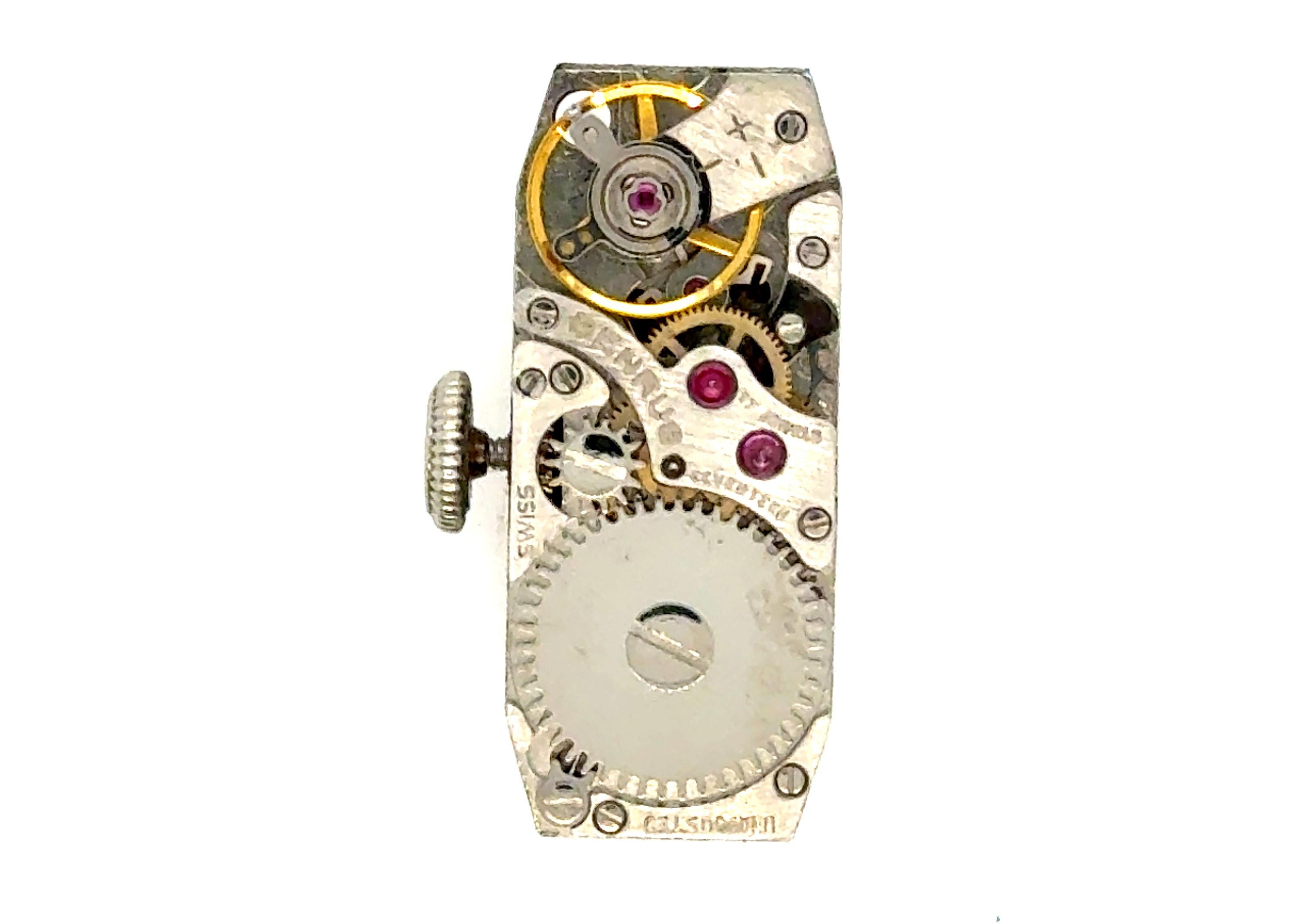 Art Deco Platinum Benrus Ladies Wrist Watch Mined Diamond Original 1930's 1