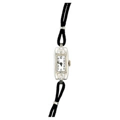 Art Deco Platinum Benrus Ladies Wrist Watch Mined Diamond Original 1930's